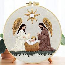 1 pièce pièce 20*20cm/7,9*7,9in,Kit de broderie La naissance d'un enfant, ensemble de broderie fait main DIY pour débutants adultes, cadeau pour la maison, cadeau de couture pour femmes, comprenant le manuel d'utilisation, le tissu à motif imprimé, le cadre de broderie, l'aiguille et le fil. - A - Voir 17