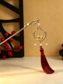 1pc Pearl Tassel Lantern Hair Pin Vintage Chinese Style Bun Hair Accessory Exquisite Hair Decoration Suitable For Festival Party Outfit Matching - Multicolor - View 5