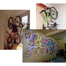 Soporte de pared para bicicleta Dirza para cochera, sistema de almacenamiento vertical para cobertizo de bicicleta fácil de colgar/desmontar resistente soporta hasta 65 libras con tornillos, color negro - Multicolor - Ver 7