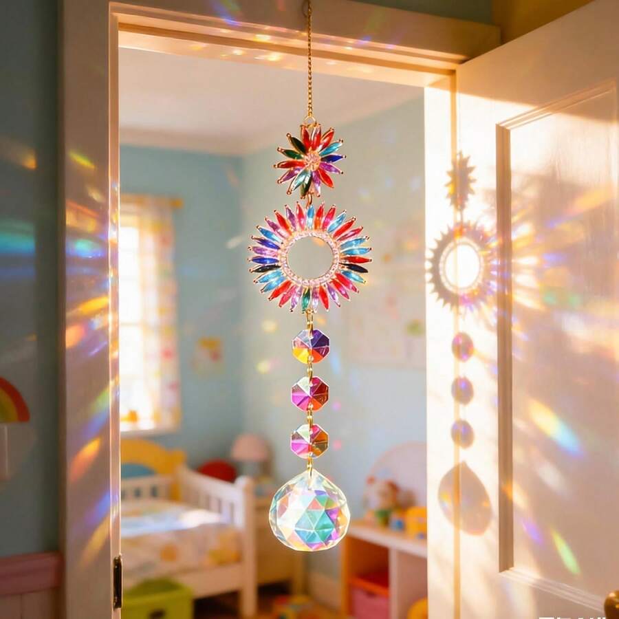 Colorful Diamond Crystal Light-Catching Hanging Decor, Suitable For Home Decor/Garden Decor/Christmas Decor/Halloween Decor/Mother's Day Gift