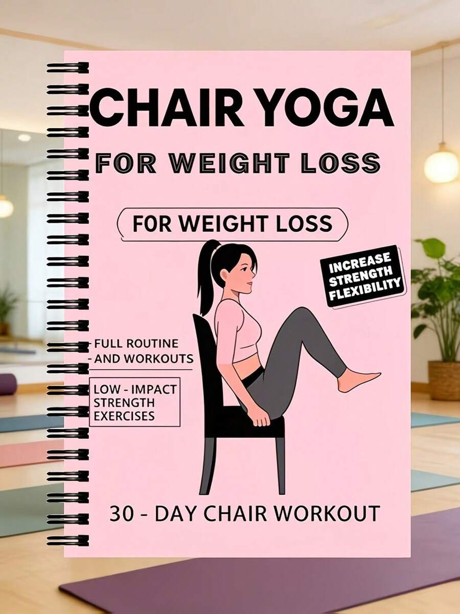 1pc 28-Day Weight Loss Chair Yoga Challenge Spiral Notebook Fitness Plan