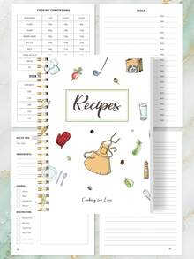 1pc Recipe Journal For Kitchen Essentials, 196 Sheets/88 Pages, A5 Kitchen Recipe Organizer For Home Cooking, Family Recipes, Meal Prep & Gift Giving Back To School Supplies Gifts For Men Women - A - View 6
