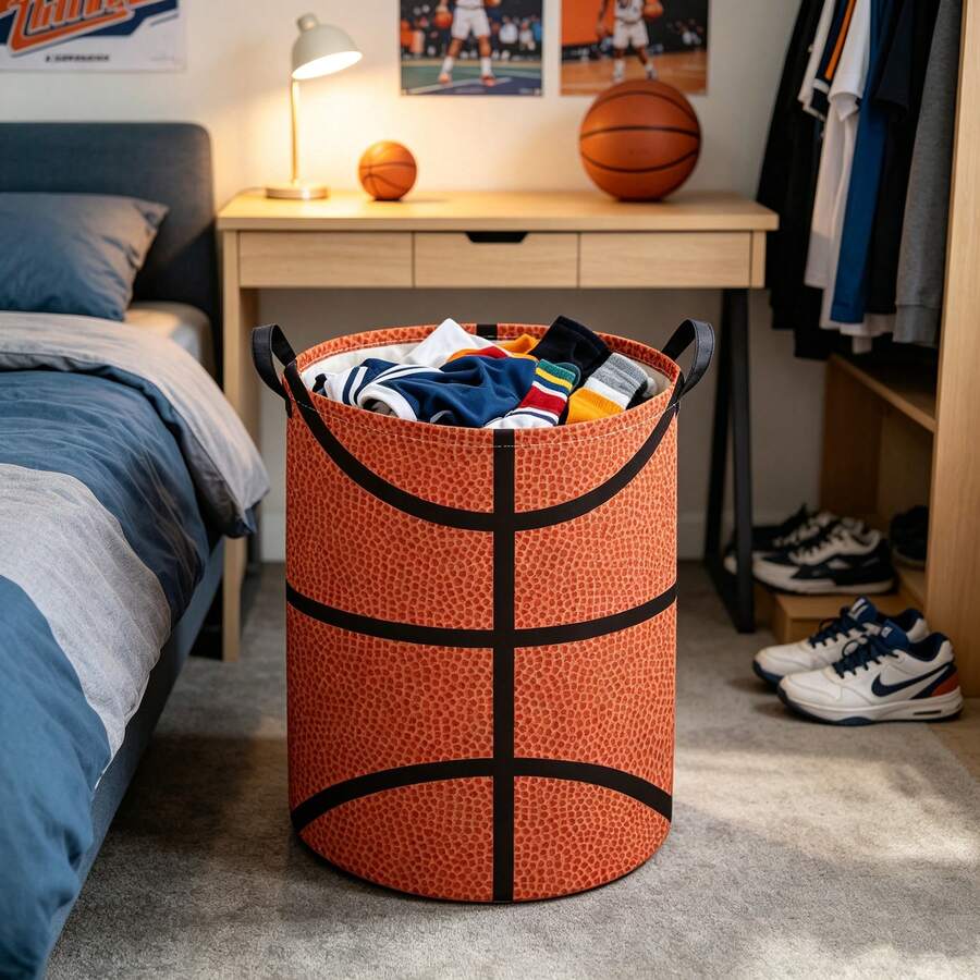 1 pièce Panier à linge pliable avec imprimé papillon de couleur macaron et poignée, bac de rangement pour le salon et la chambre, pour organiser les vêtements et les articles divers - Orange - Voir 1