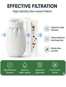 50pcs (40 Filter Cartridges + 10 Straps) High Density Non-Woven Fabric Faucet Filter, Kitchen & Bathroom Universal Tap Water Filter Cartridge, Easy Installation Home Water Purification Accessory, For Filtering Rust, Sediment And Impurities - Multicolor - View 11