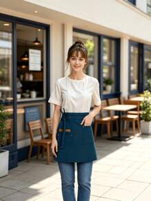 1PC Solid-Colored Cross-Fronted Sleeveless Apron, A Simple And Stylish New Design For Home Kitchens. Waterproof And Oil-Resistant, Perfect For Cooking And Dining Purposes. - Multicolor - View 6