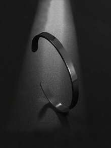 1Pc Fashion Stainless Steel Minimalist Cuff Bangle For Men For Daily Decoration For A Stylish Look Gift For Party - Black - View 9