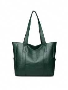 A New Diamond Pattern Bowling Bag, Zipper Closure, Made Of Solid Color PU Material. This Is A Large Capacity Handbag, Perfect For Autumn/Winter Use, With A Fashionable Texture. Can Be Carried As A Shoulder Bag, With A Vintage Style, Very Suitable For Commuting To Work, Students Can Also Use It For Classes. Very Suitable For Women's Daily Use - Green - View 6