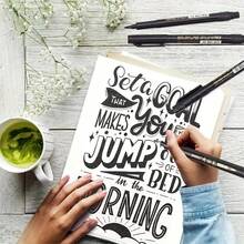 8pcs/4pcs Calligraphy Pen Set, Suitable For Handwriting. Fine And Sharp Tip, Replaceable Black Ink. Flexible Oval-Shaped Pen Body, Lightweight Plastic Material. Perfect For Art Painting, Sketching, Drawing, Illustration, Scrapbooking And Journaling. - A - View 2