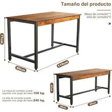 Comedor 4 Personas con 2 Sillas, Hierro y Madera, Retro| Comedor de 2 Sillas para 4 Personas.Diseno Minimalista en Hierro y Madera.Facil Montaje.Ideal para el Hogar o Cocina. - Negro - Ver 3
