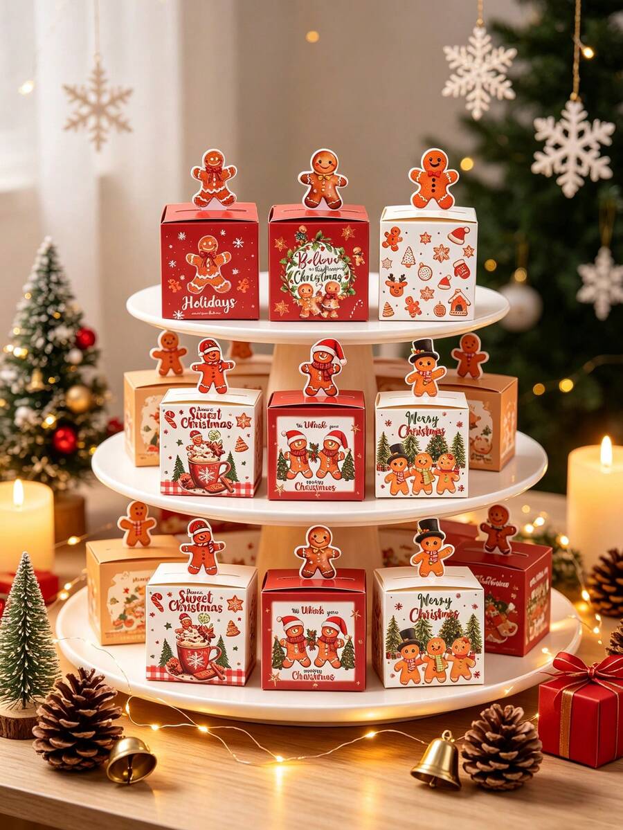 24 Christmas Gift Boxes, Gingerbread Man Christmas Tree Design Mini Christmas Candy Boxes, Christmas Holiday Party Gift Boxes, Merry Christmas Gifts, Christmas Gift Packaging Boxes, Gift Packaging Bags, Christmas Decorations, Christmas Atmosphere, Home Decor, Table Decor, Christmas Ornaments, Christmas Party Supplies, Christmas Eve Holiday Party Supplies, Christmas Decor