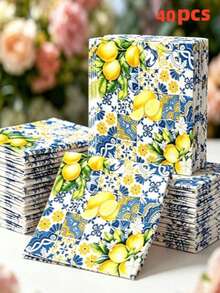 20pcs/40pcs/60pcs/80pcs/Lemon Party Napkins, Disposable Paper Napkins, Yellow Birthday Party Decoration Napkins, Suitable For Daily, Holiday, Summer Party, Wedding Table Decor And Scrapbooking - Multicolor - View 11