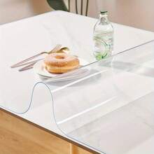 1pc PVC Tablecloth, Rectangular Dining Table Protector, 0.25Mm Thick, Crystal-Clear High-Gloss Tablecloth, Wipeable, Durable And Tear-Resistant, Easy To Clean, Versatile, Not Suitable For Glass Or Painted - Transparent - View 4