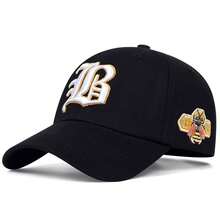 Men Bee & Letter Embroidered Baseball Cap Street,Summer,Beach,Holiday - Black - View 7