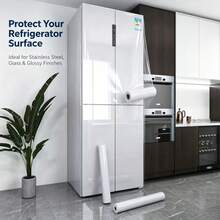 1 Roll Self-Adhesive Scratch-Resistant Protective Film For Refrigerator, Single/Double Door Freezer, Kitchen Cabinets, Air Conditioner, Washing Machine, Waterproof Oil-Proof Color Change Renovation Film - A - View 3
