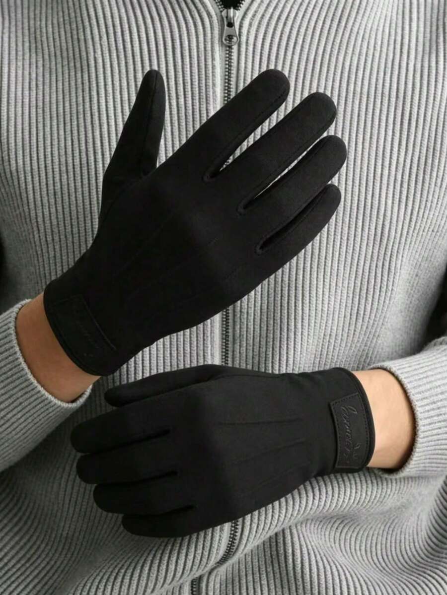 2pcs Men's Warm Gloves, Touchscreen Compatible, Suitable For Winter Daily Use - Multicolor - View 1