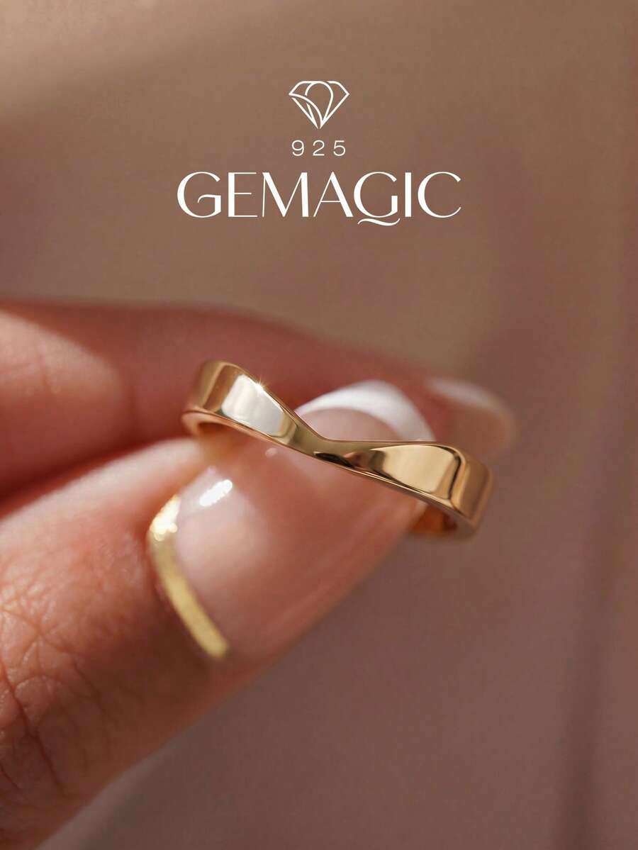 1pc 925 Sterling Silver Polished Shallow V-Shaped Ring, Fashionable And Elegant, Exclusive For Women, Exquisite Jewelry Accessory, Suitable For Parties, Holidays And Daily Wear, Great Christmas Gift