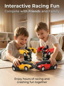 1pc Transforming Toy For Kids 3-12 Years Old, Collision Transforming Car Model, Children's Toy Car, Christmas Gift (Wheel Style Random) - Yellow - View 3