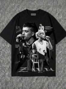 Camiseta Oversized /Show | Estilizada e confortavel - Ideal para look Y2K e Streetwear | Eventos noturnos e diurnos - Camiseta Feminina e Masculina - Preto - Visão 1