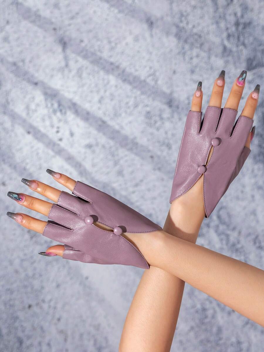 1 Pair New Fashion Versatile Premium Punk Style Leather Gloves ...