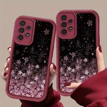 Capa de Flor Estrela Cintilante para a Série Completa A54, Capa Macia para A52, Mate para A13, Cobertura Completa para S24, Compatível com S20Fe/S21Plus/S22/S22 Ultra, Apropriada para Galaxy S23/A05/A12/A13/A15/S22/S23. - Vinho - Visão 3