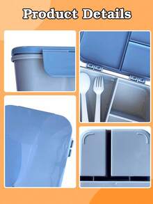 1pc Customized Name Bento Box 3-Compartment Lunch Box With Fork And Spoon Leak-Proof Back To School Children Teenager Student Birthday Gift - Multi-color Style 2 - View 5