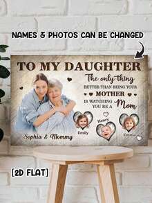 Catygift Custom Rustic To My Daughter Photo Canvas / Mother's Day Gift For New Mom Family Wall Art - As Shown - View 12