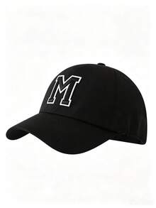 1pc Solid Color Open Back Ponytail Baseball Cap With26 Letters, Women Fashion Sports Sun Hat ForOutdoor UV Protection - Black Label - Black Ponytail Hat - View 8