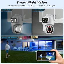 Camera an ninh ZHXINSD 2.4G/5G WiFi ống kính kép, camera an ninh không dây thông minh 4MP cho gia đình và ngoài trời, tự động theo dõi, âm thanh 2 chiều, nhìn đêm màu, IP65, theo dõi và phát hiện người - trắng - Xem 8
