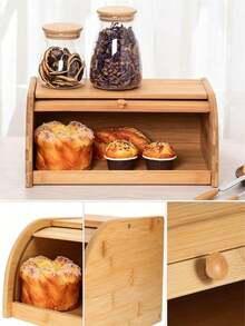 Natural Bamboo And Wood Bread Storage Box With Handles For Easy Opening And Closing, Moisture-Proof And Dust-Proof, An Ideal Item To Keep The Kitchen Tidy, Available In Multiple Sizes. - Multicolor - View 5
