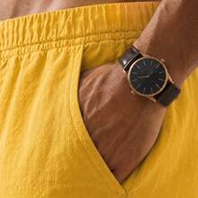 Set Of 3 Premium Linen Shorts For Men - Luxury Beachwear - Ginger - View 3