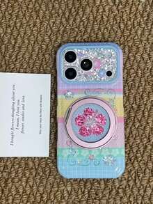 Rhinestone Vine Hibiscus Flower 360° Rotating Pivot Case Compatible With Apple 17 Pro Max Phone Case 16 New 15 Pro New 14 PM Protective Shell 18 Niche 18 Pro Max - Multicolor - View 6