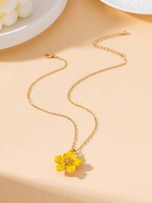 1pc Sweet Delicate Summer Vacation Vibe Cute Fairy Style Handmade Colorful Enamel Plumeria Pendant Necklace For Women - Plumeria - View 1
