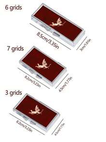 Vintage Cupid Angel Pattern Travel Jewelry Box, Portable Metal Frame Detachable Earring Storage Box, Vintage Red Enamel Small Jewelry Organizer, Multi-Compartment Grid Design For Rings, Earrings, Small Pendants And Mini Accessories - Multicolor - View 11