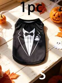 1pc Halloween Dog T-Shirt, Gentleman Tuxedo Print Pet Sleeveless Vest With Ghost Pattern, Cute Puppy Outfit, Suitable For Small And Medium Dogs, Party And Daily Wear Dog Clothes - Multicolor - View 15