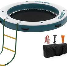 Heavy Duty Inflatable Floating Dock With Central Hammock – 8ft Round PVC Water Platform For 4-6 Adults – Non-Slip Surface, Sunchill Float Ring & Tanning Pool Included – Perfect For Lake, Pool, Family Gatherings - 圓形浮動 - 查看 2