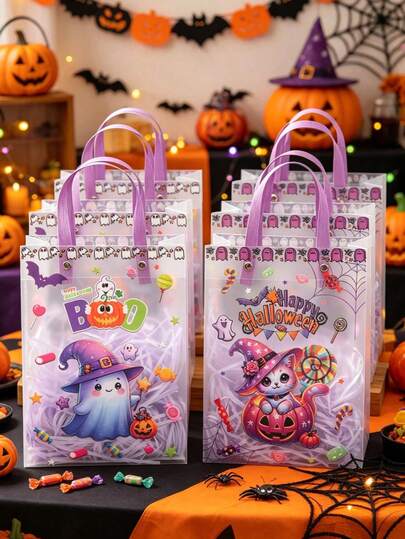 100pcs, Halloween Gift Bags, Halloween Pumpkin And Ghost Pattern Tote Bags, Halloween Matte Gift Packaging Bags, Halloween Reusable Portable Tote Bags, Halloween Decorations, Halloween Party Gift Bags, Halloween Party Supplies, Trick Or Treat, Halloween Shopping Bags, Halloween Small Business Large Capacity Gift Bags, Halloween Storage Bags, Halloween Room Decor, Halloween Home Decor, Halloween Gifts, Party Favors, Day Of The Dead, Christmas