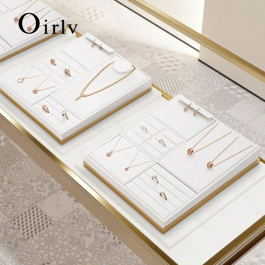 Oirlv Luxury Jewelry Display Stand PU Leather With Glossy Finish For Rings, Earrings, Necklaces, And Other Jewelry Display Props - White - View 1