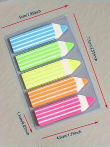Multi-Color Pencil Shaped Self-Adhesive Sticky Notes, Suitable For Daily Planning, Organizing, Home And Office Decoration, Highly Attractive Desktop Decor, Convenient For Reminders, Recording And Schedule Planning - A - View 5