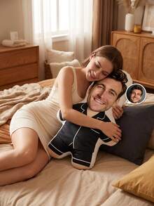 Customized Pajama Style Face Pillow, Personalized Photo Human-Shaped Cushion, Unique Personalized Commemorative Gift, Exclusive Customized Gift For Couples, Surprise Gift For Boyfriend, Husband, Family; Suitable For Birthday, Valentine's Day, Anniversary, Christmas, Halloween, Thanksgiving Gifting Occasions - Black - View 8