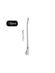 12 Peças Colher Filtro de Canudo de Aço Inoxidável, Colher para Mexer Café, Adequada para Smoothies, Sucos, Café, Sobremesas, Etc. - Visão 6