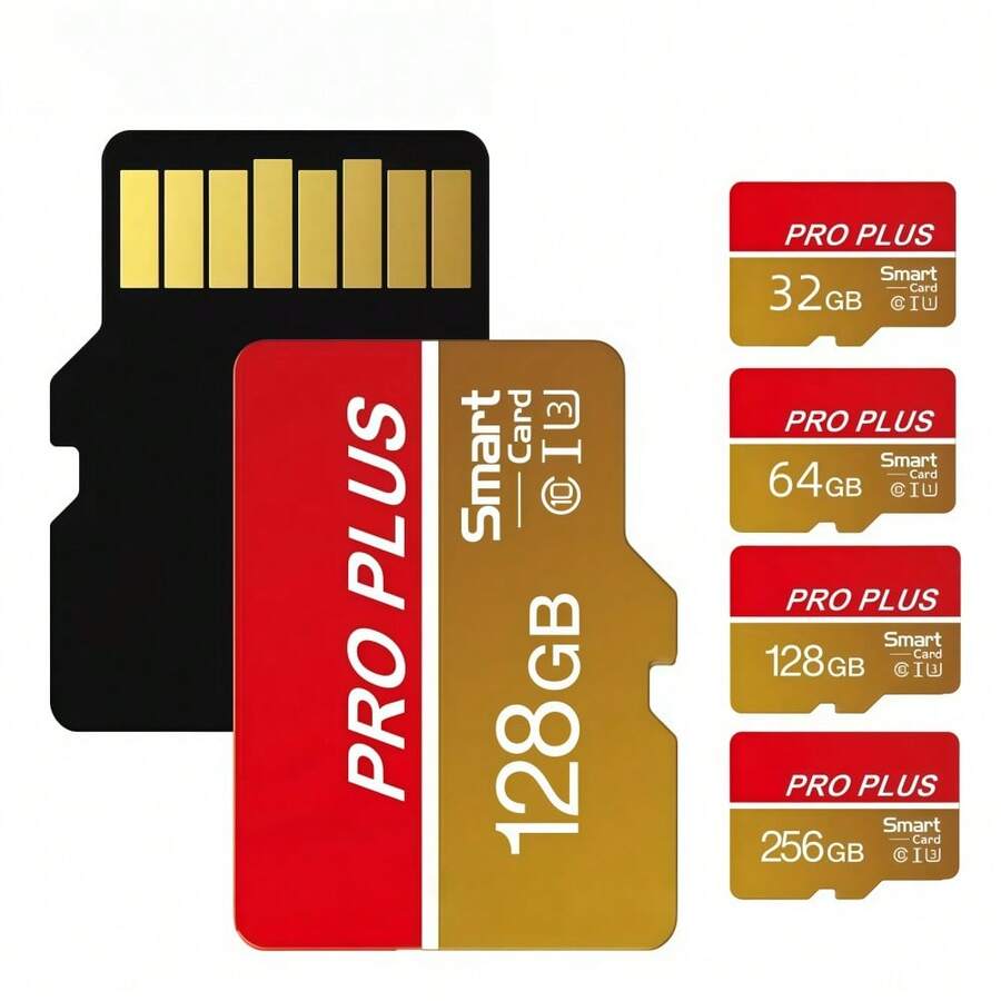 1 buah Kartu Memori UHS-I Kelas 10 A1 C10 Kecepatan Tinggi 256/128GB/64GB/32GB dengan Adaptor, Kartu Flash TF Tahan Lama, Cocok untuk Tablet, Kamera, Ponsel, Laptop, PC, Audio Mobil, Konsol Game, Perekaman Audio - Penyimpanan File Aman, Transfer Data Cepat - Emas Merah - View 1
