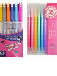 Kit Material Escolar Rebecca Bonbon Caneta Marca Texto duplo - Pink - Visão 1