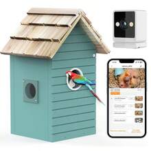 Smart Bird House,Bird Feeder With Camera - Ai Bird Species Identification, 3MP HD Photos, Inside 2.4G-Wi-Fi,1.5In Focus, Blue - 藍色 - 查看 7