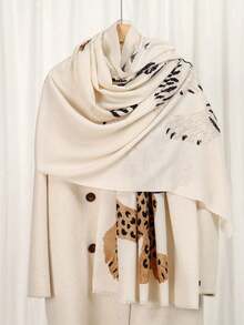 1pc Vintage Leopard Animal Print Chiffon Scarf, Minimalist Elegant Commute & Travel Dual-Use Shawl Neck Scarf - Multicolor - View 9