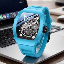 ساعة ONOLA ميكانيكية أوتوماتيكية، ساعة كاجوال هيكلية مجوفة مضيئة مع صندوق هدايا - مقاس واحد - مشاهدة 3