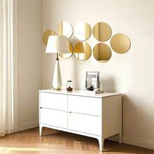 6/12pcs Golden Acrylic Round Mirrors For Centerpieces,Gold Glass Mirrors Candle Plate,Circle Mirror Trays,Circle Mirrors Candle Plates For Wall Wedding Party Table Centerpieces Wall Decor - Multicolor - View 8