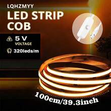 1-5m USB供電LED燈條COB，附按鈕開關，易於安裝，適合婚禮、萬聖節、聖誕節、派對、各種節日裝飾，或電視、衣櫃等室內DIY裝飾 - 彩色 - 查看 15
