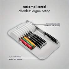 5-Slot & 11-Slot Silicone Knife Rack Mat - Antibacterial Kitchen Countertop Organizer, Ergonomic Design Non-Slip Grip, Suitable For Knife Storage And Drying - A - View 10