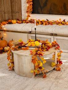 1pc Autumn Maple Leaf Wreath, Artificial Autumn Leaf Garland, Suitable For Thanksgiving, Home, Wedding, Fireplace, Party, Halloween Decoration, Christmas Decoration - Autumn Colors - View 6