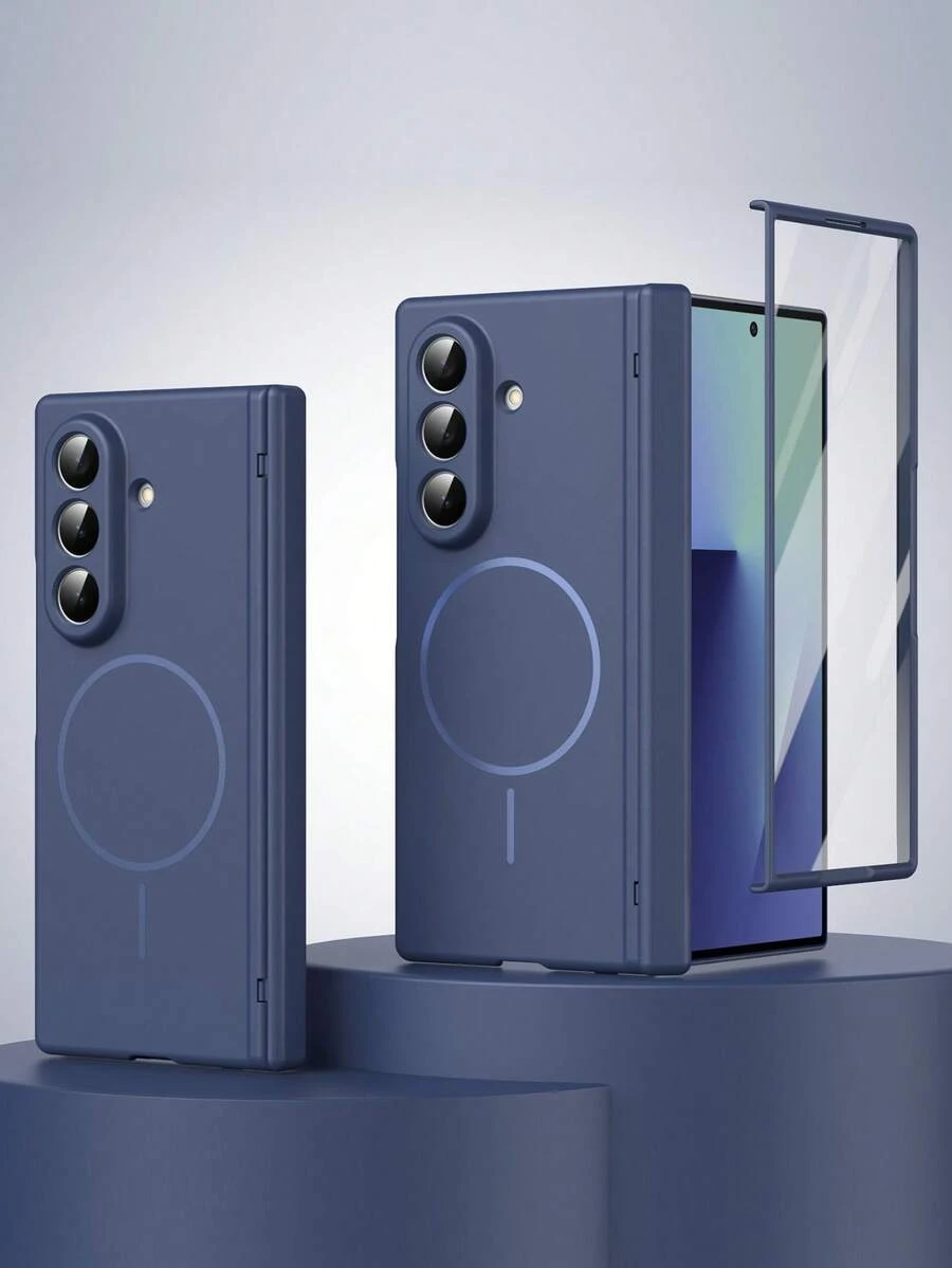 VIETAO حافظة هاتف قابلة للطي مع واقي شاشة Galaxy مقسى وشحن لاسلكي مغناطيسي متوافقة مع Galaxy Z Fold 8 Ultra 7 6 5 4 تغطية كاملة - الأزرق - مشاهدة 1